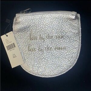NWT BAGGU x Anthropologie Small Silver Milled Leather U-Pouch